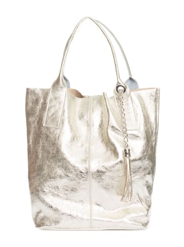 Pia Sassi Leren shopper "Monte Cimone" goudkleurig - (B)28 x (H)35 x (D)17 cm
