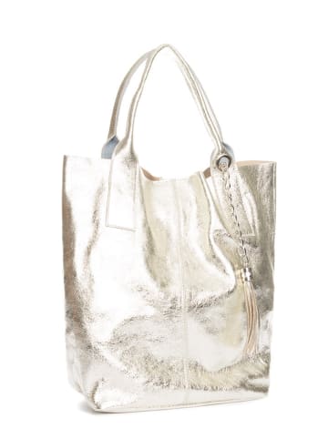 Pia Sassi Skórzany shopper bag "Monte Cimone" w kolorze złotym - 28 x 35 x 17 cm