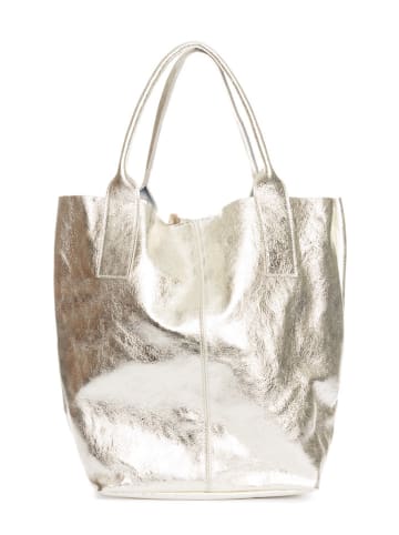 Pia Sassi Skórzany shopper bag "Monte Cimone" w kolorze złotym - 28 x 35 x 17 cm