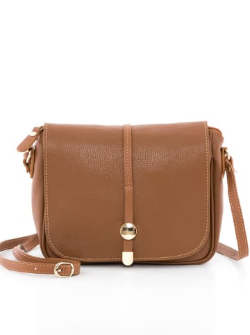 Pia Sassi Leder-Umhängetasche "Monte Avella" in Hellbraun - (B)25 x (H)23 x (T)7 cm