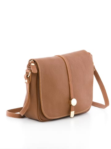 Pia Sassi Leder-Umhängetasche "Monte Avella" in Hellbraun - (B)25 x (H)23 x (T)7 cm