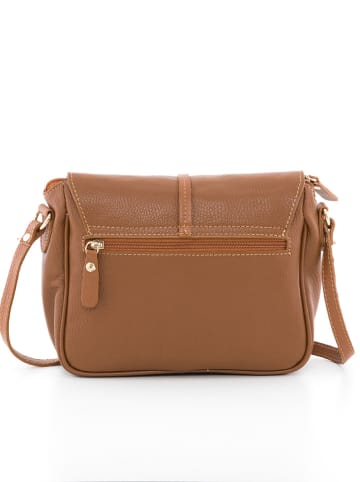 Pia Sassi Leder-Umhängetasche "Monte Avella" in Hellbraun - (B)25 x (H)23 x (T)7 cm