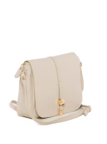 Pia Sassi Leder-Umhängetasche "Monte Avella" in Creme - (B)25 x (H)23 x (T)7 cm