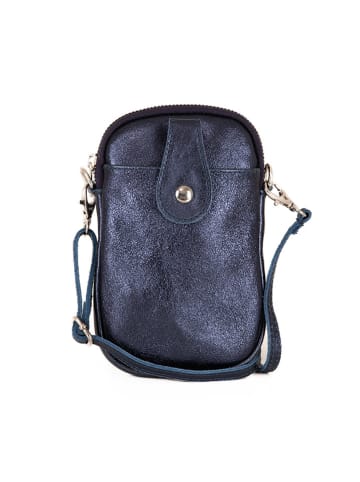 Pia Sassi Leren schoudertas "Serottini" donkerblauw - (B)11 x (H)19 x (D)2 cm