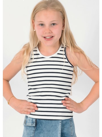 Blue Effect Top wit/donkerblauw