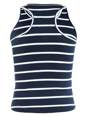 Blue Effect Top in Dunkelblau/ Weiß