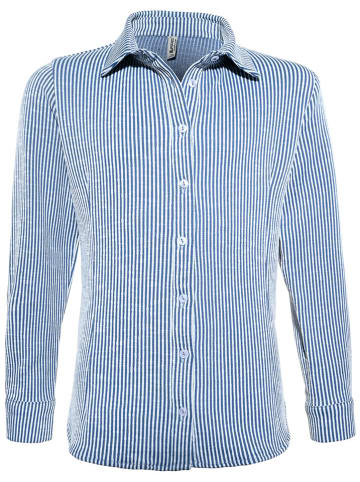 Blue Effect Bluse in Blau/ Weiß