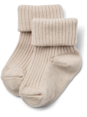 Wheat 2er-Set: Woll-Socken in Beige/ Dunkelblau