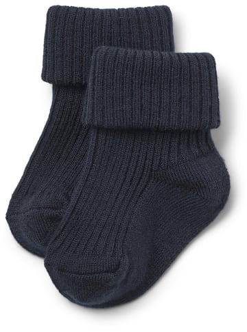 Wheat 2er-Set: Woll-Socken in Beige/ Dunkelblau