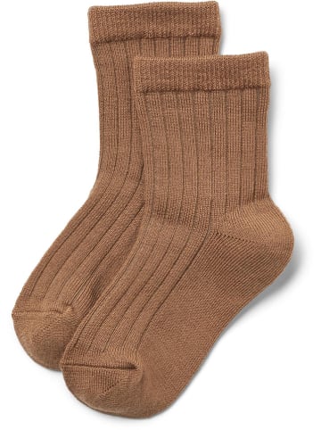 Wheat 2er-Set: Woll-Socken in Hellbraun/ Dunkelblau