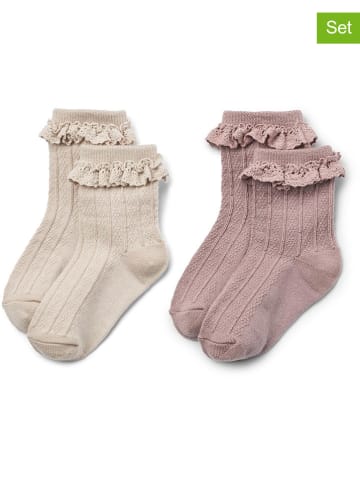 Wheat 2er-Set: Woll-Socken in Lila/ Rosa