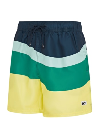 LEE Underwear Badeshorts "Harlequin" in Dunkelblau/ Grün/ Gelb