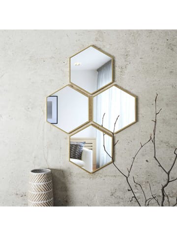 THE HOME DECO FACTORY 4er-Set: Spiegel in Gold - (B)23 x (H)20 cm