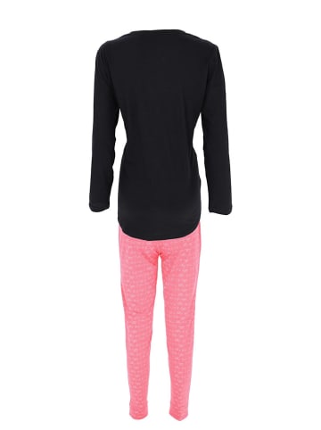 COTONELLA Pyjama in Schwarz/ Pink