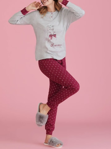 COTONELLA Pyjama grijs/roze