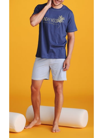 COTONELLA Pyjama in Dunkelblau/ Hellblau