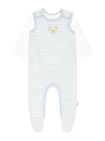 Steiff 2-delige outfit wit/lichtblauw