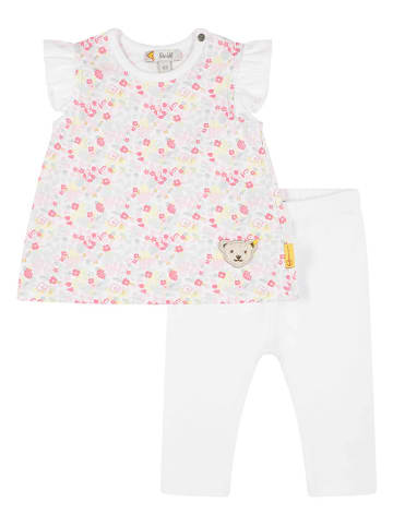 Steiff 2-delige outfit wit/roze