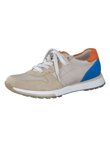 Paul Green Leder-Sneakers in Beige/ Blau
