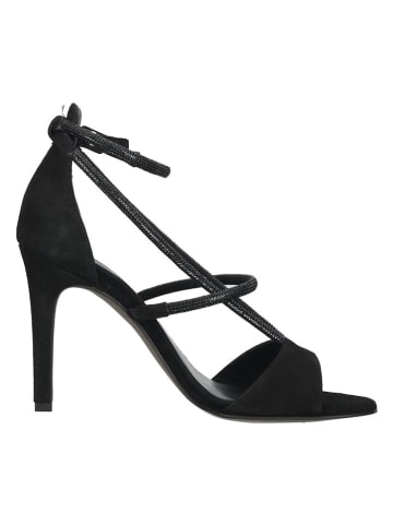 Paul Green Skórzane sandały w kolorze czarnym na obcasie