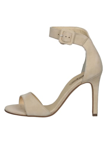 Paul Green Skórzane sandały w kolorze beżowym na obcasie