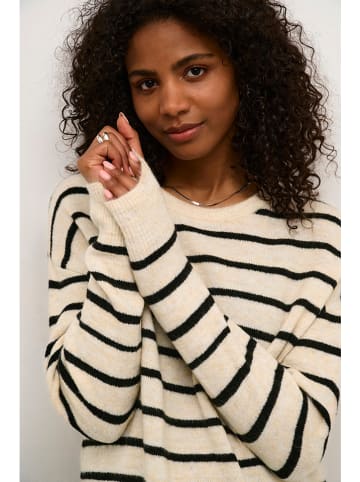 Kaffe Pullover "Lida" in Beige/ Schwarz