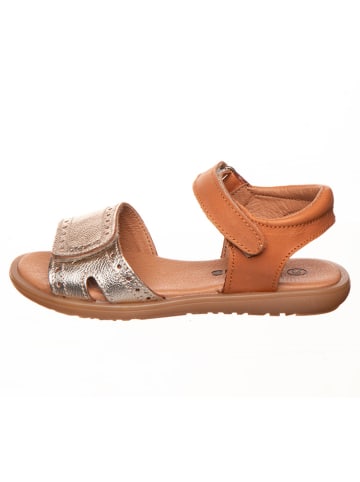 kmins Leder-Sandalen in Hellbraun/ Gold
