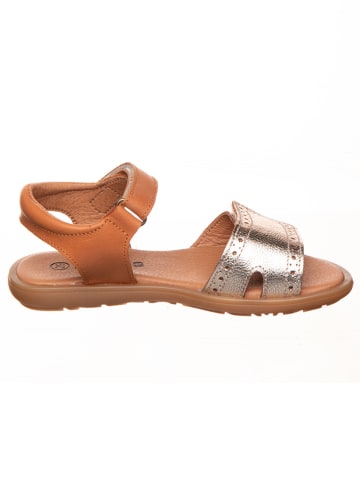 kmins Leren sandalen lichtbruin/goudkleurig