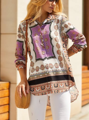 Milan Kiss Bluse in Lila/ Creme