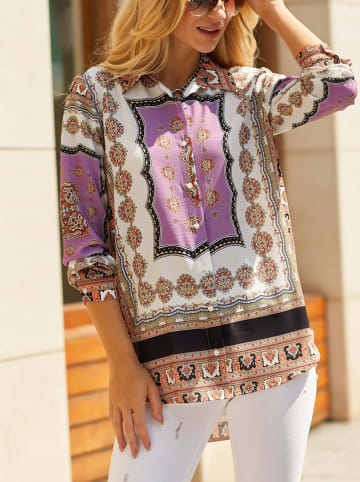 Milan Kiss Bluse in Lila/ Creme