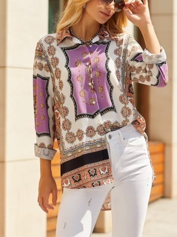 Milan Kiss Bluse in Lila/ Creme