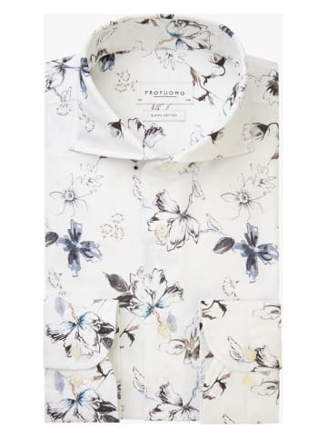 PROFUOMO Blouse - slim fit - wit/donkerblauw