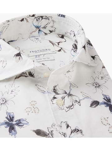 PROFUOMO Blouse - slim fit - wit/donkerblauw