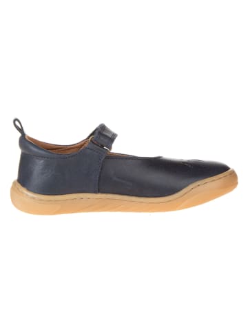 POM POM Leder-Spangenballerinas in Dunkelblau