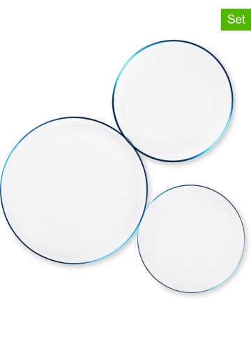 Trendy Kitchen by EXCÉLSA 18-delig tafelservies "Iconic" wit/blauw
