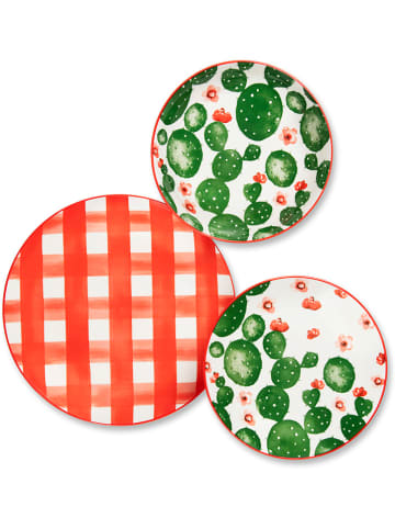 Trendy Kitchen by EXCÉLSA 18-częściowy zestaw talerzy "Arizona" w kolorze czerwono-zielonym