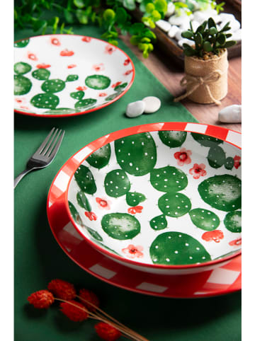 Trendy Kitchen by EXCÉLSA 18-częściowy zestaw talerzy "Arizona" w kolorze czerwono-zielonym