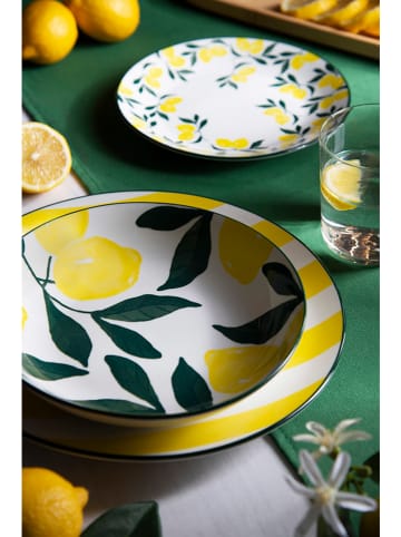Trendy Kitchen by EXCÉLSA 18-częściowy zestaw talerzy "Positano" w kolorze biało-żółtym