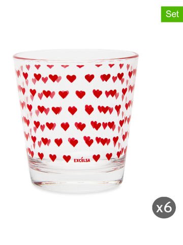 Trendy Kitchen by EXCÉLSA 6er-Set: Wassergläser "Enjoy" in Rot - 250 ml