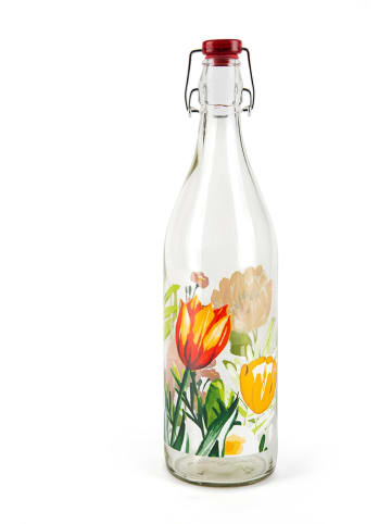 Trendy Kitchen by EXCÉLSA Fles "Blooming" oranje/transparant - 1 l