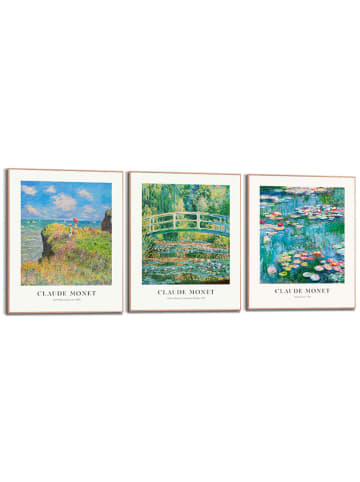 Orangewallz 3er-Set: Gerahmte Kunstdrucke "Monet"