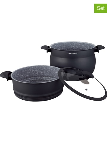 Arthur Martin 3tlg. Kochgeschirr-Set in Schwarz - 8 l