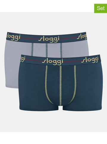Sloggi 2er Set: Boxershorts in Grau/ Petrol