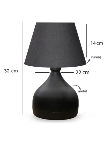 Opviq Tischleuchte in Anthrazit/ Schwarz - (H)32 x Ø 22 cm