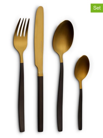 Echtwerk 24tlg. Besteck-Set: "Due" in Schwarz/ Gold