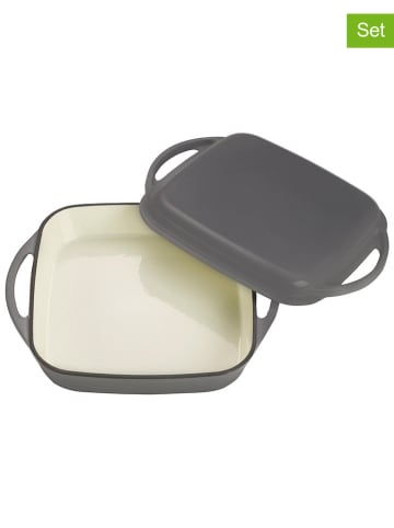 Echtwerk 2tlg. Universalbräter mit Deckel in Grau - (B)25,5 x (H)31 x (T)5 cm