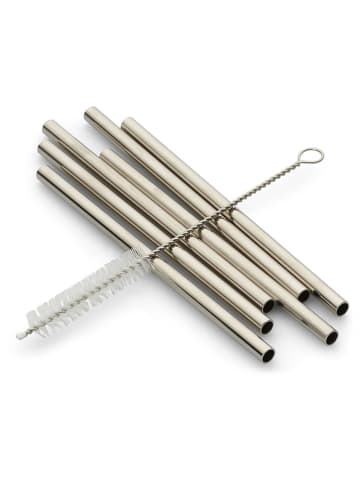 Echtwerk 6-delige set: rietjes zilverkleurig - (H)12 cm