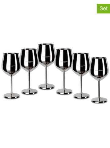 Echtwerk 6er-Set: Weingläser in Silber - 500 ml