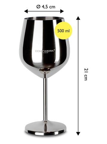 Echtwerk 6er-Set: Weingläser in Silber - 500 ml