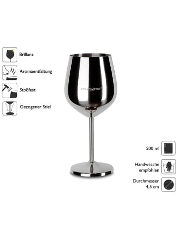 Echtwerk 6er-Set: Weingläser in Silber - 500 ml